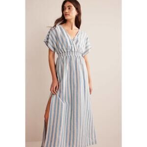 NWOT Boden Linen Kaftan Maxi Dress Size 16/18 Relaxed Resort Coastal Beachy